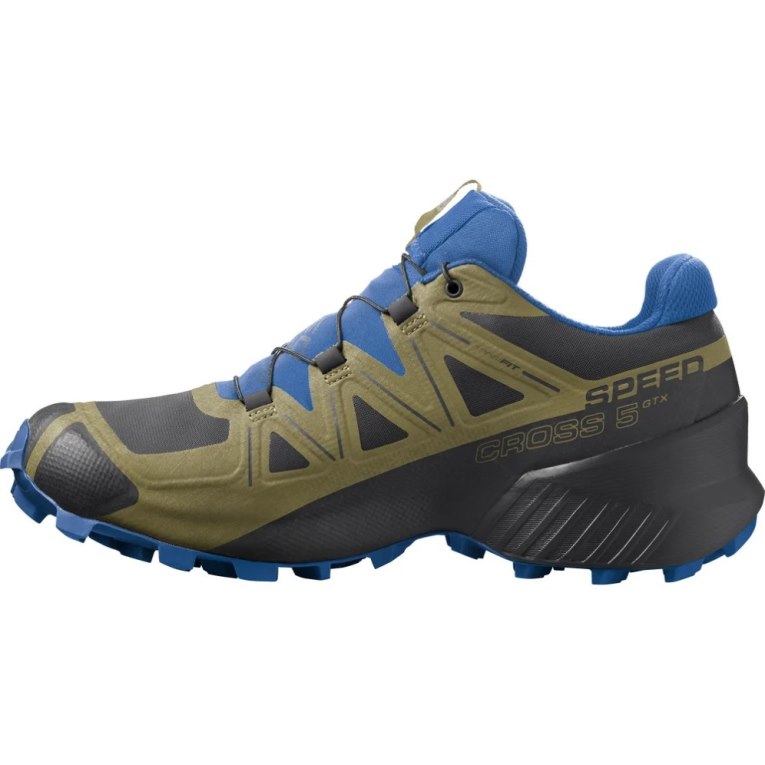 Salomon Speedcross 5 GTX Men's Trail Running Shoes Black / Blue / Olive | CA 53P90